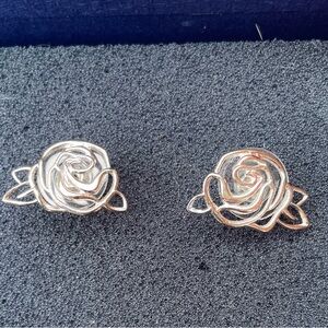 Sterling Silver Floral Earrings with Intricate Design NIB